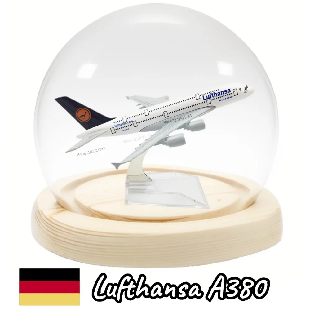 

Diecast Metal Aircraft Replica with Clear Glass Sphere Case, 1:400 Scale Aviation Plane Model Collectible Figure Miniature Toy