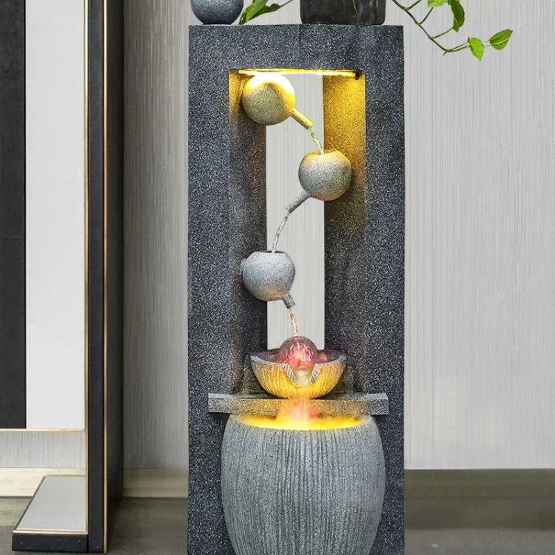 Flowing Water Ornaments Simple Modern Living Room Entrance Circulating Fountain Landscape Decorations Floor Humidifier