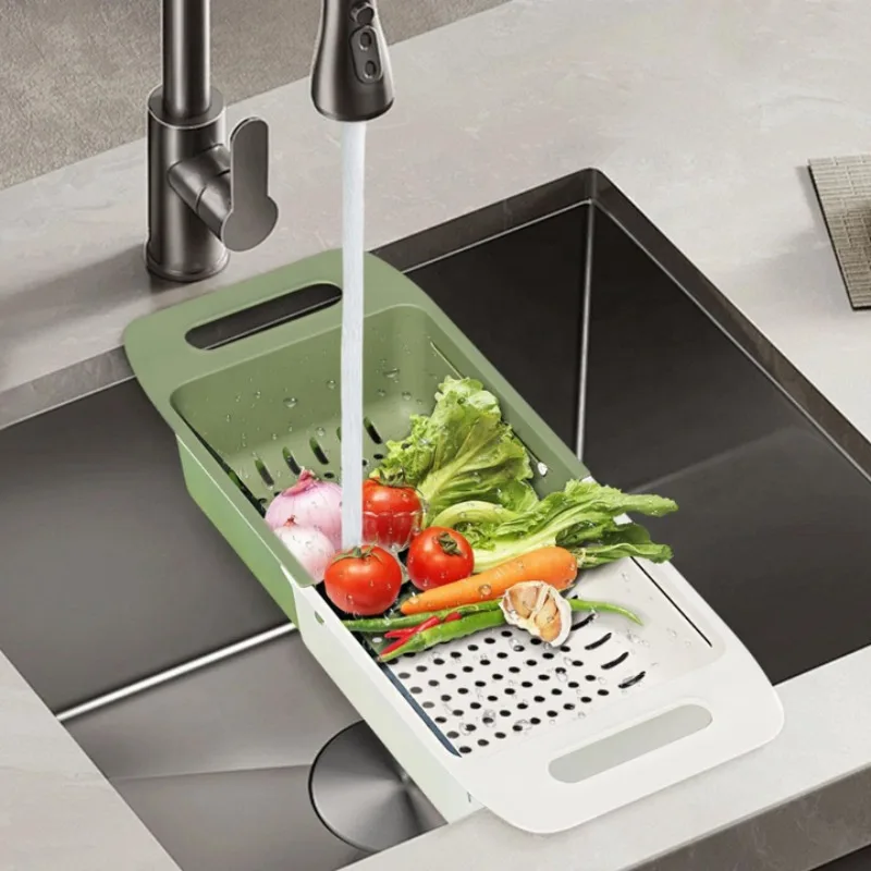 Panier de vidange télescopique polyvalent en plastique pour lavage de légumes et Fruits, égouttoir à vaisselle, passoire d'évier pour laver les légumes