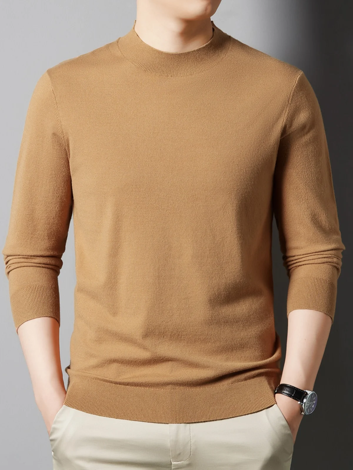 

Men's Long Sve T-irt f High Collar Knitted Pure Color Casual Base Layer irt Faionable Urban Sle Breathable Skin...