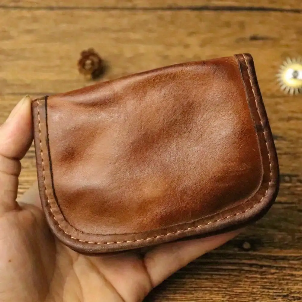 

1pc Cowhide Retro Small Card Bag, Simple Fashion Wallet
