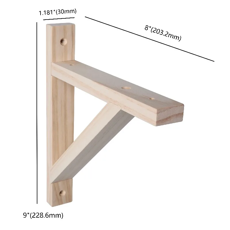8 In x 9 In Wood Shelf Bracket, Natural, 1 Pack