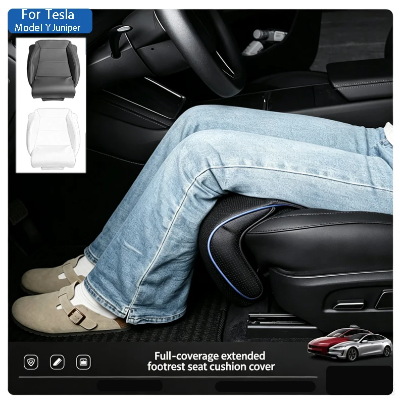 For Tesla Model Y Juniper 2025 Leg Support Extended Seat Cover Nappa Leather Memory Foam Extended Cushion Interior Accessories