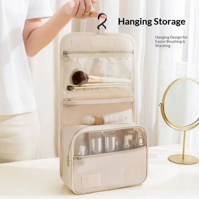 Tragbare Toilettenartikel-Tasche mit Haken, multifunktional, wasserdicht, abriebfest, mehrschichtig, großes Fassungsvermögen, Kosmetiktasche. – Detail 11