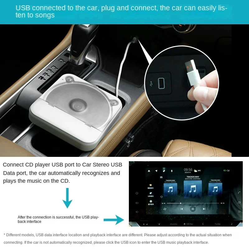 Woopker CD Player KC-606 External Car Player with USB/AUX Lossless Connection Portable CD Player Is Suitable for Cars Truck