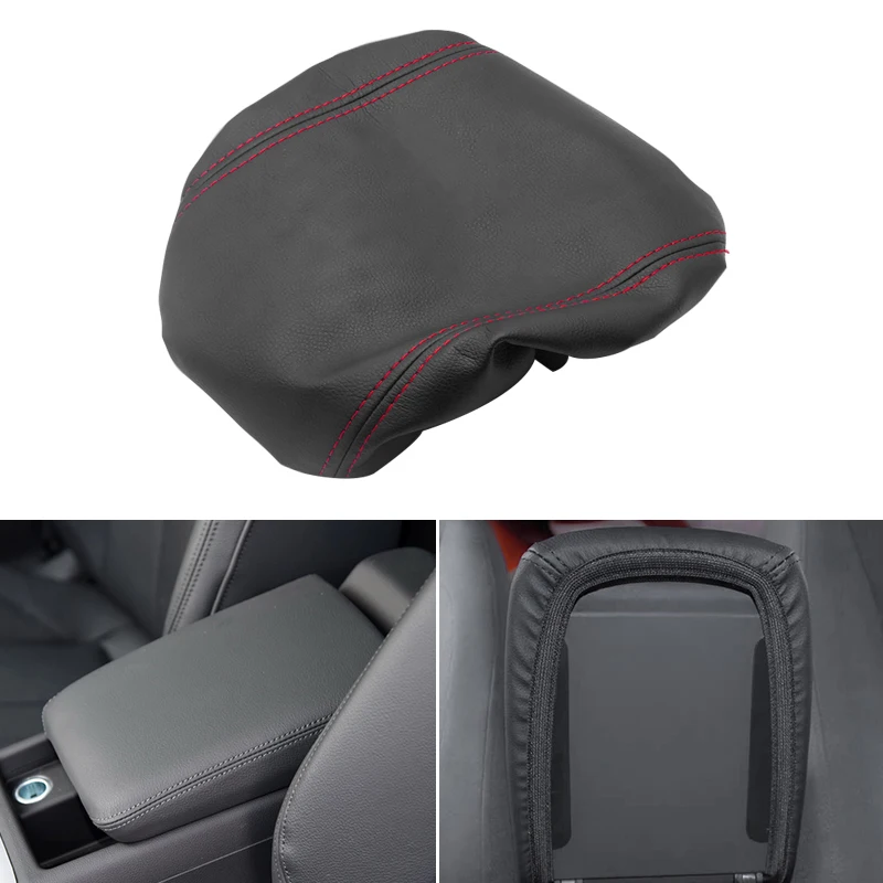 Car styling Microfiber Leather Interior Center Control Lid Armrest Box Cover Trim For Audi A4 B9 2017 2018 2019 Elastic Band