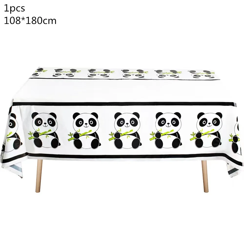 Panda Party Einweg-Tischdecke Panda Geburtstag Party Dekoration Jungen Einweggeschirr Tischdecke Mädchen Babyparty – Detail 3