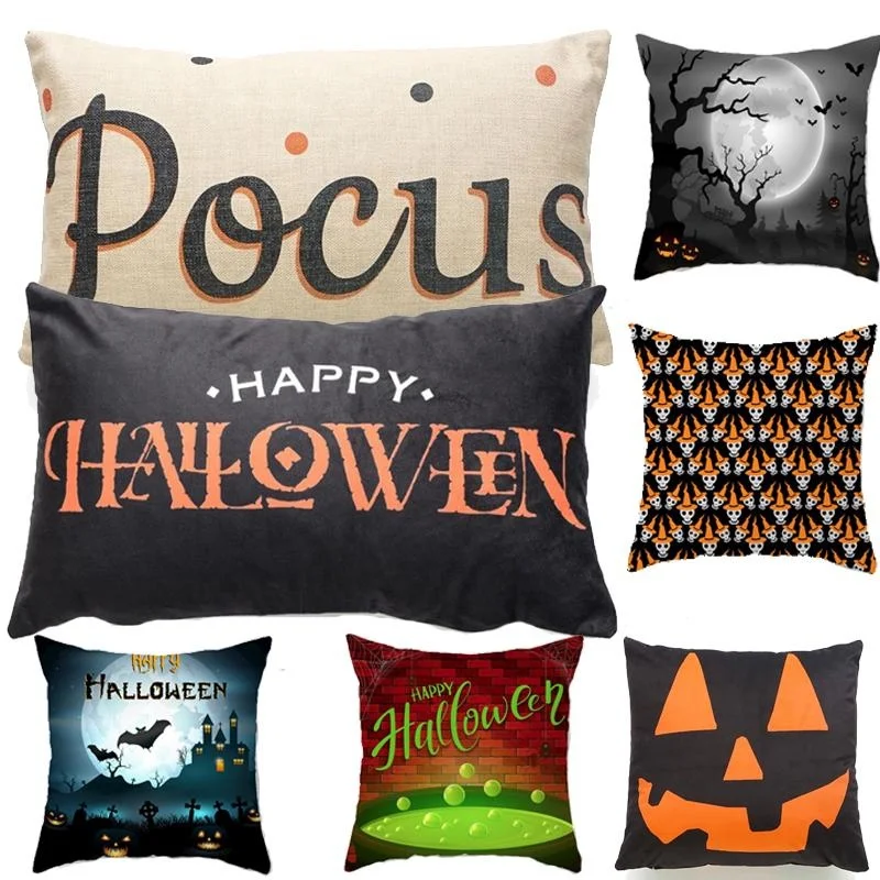 

Halloween Pillow Covers Linen Sofa Car Pillowcase, Super Soft Pillow Case With Zipper Halloween Christmas Party Decorations