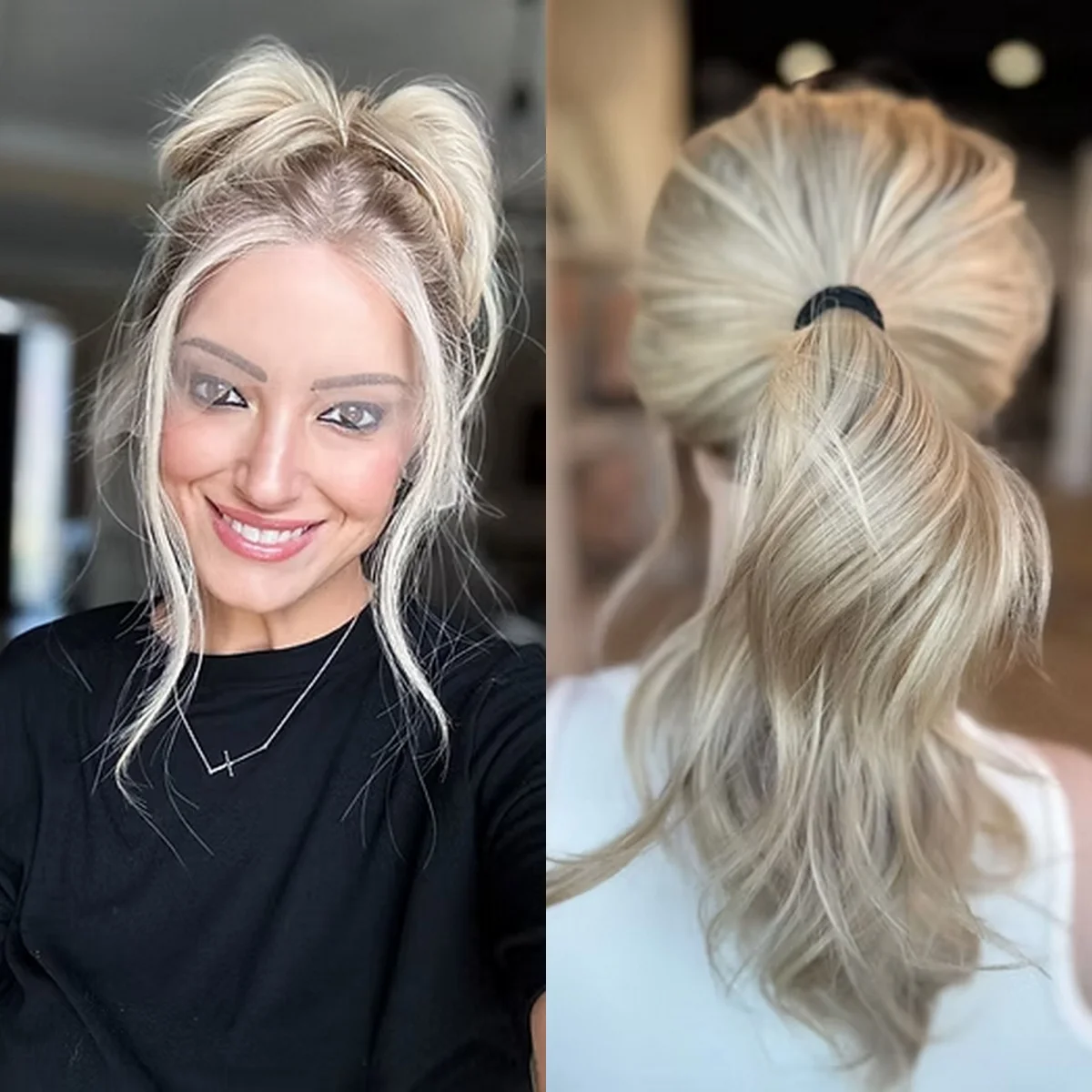 

22-дюймовый парик высокого качества, средняя часть, Ombre, пепельно-русый, балаяж, роскошный синтетический парик спереди, средняя часть, парик средней длины