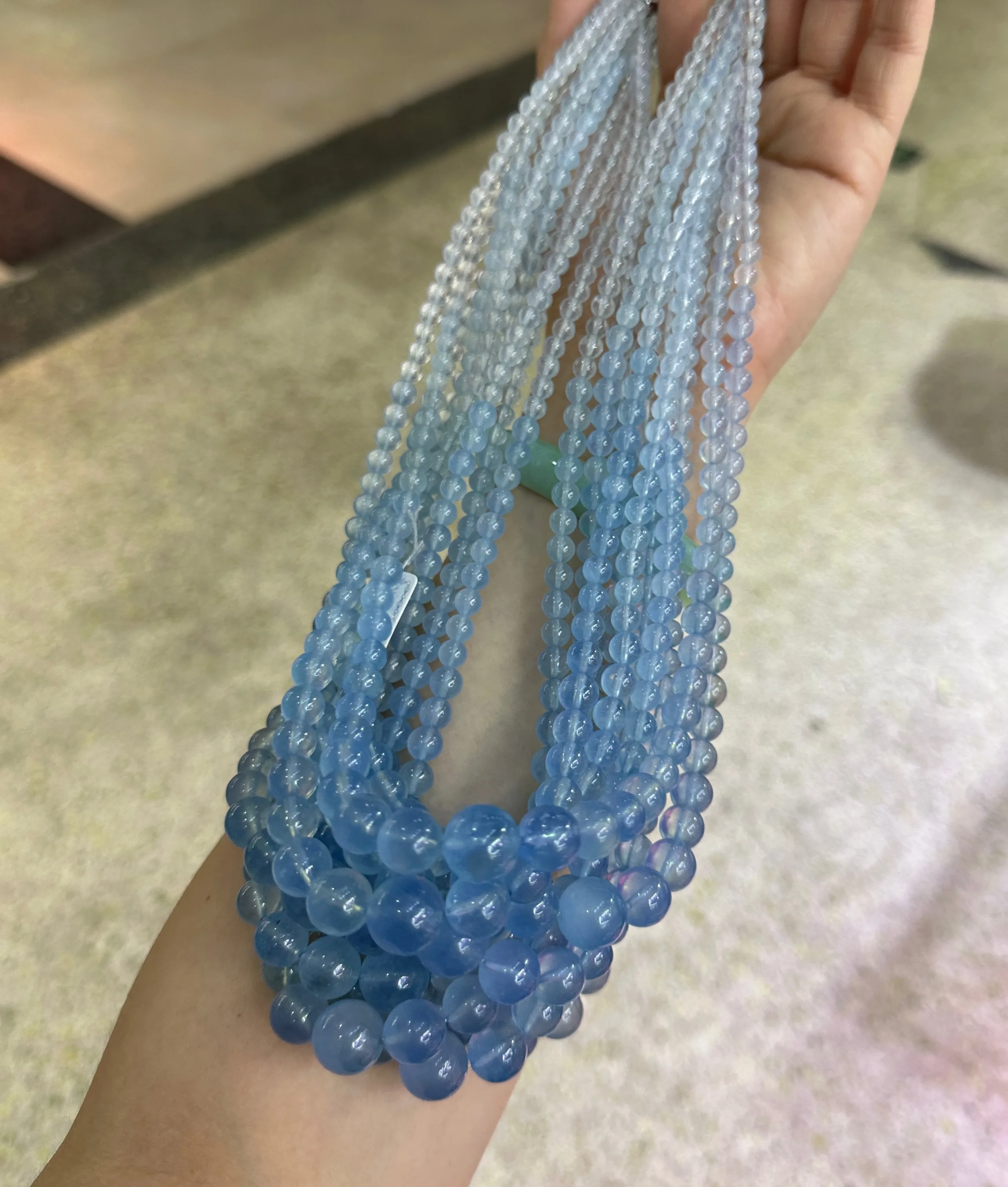 AAAAA Natural Aquamarine Gradient Round Shape Necklace Gemstone Pendant DIY Jewellery Necklace Charming Ladies Gifts Wholesale