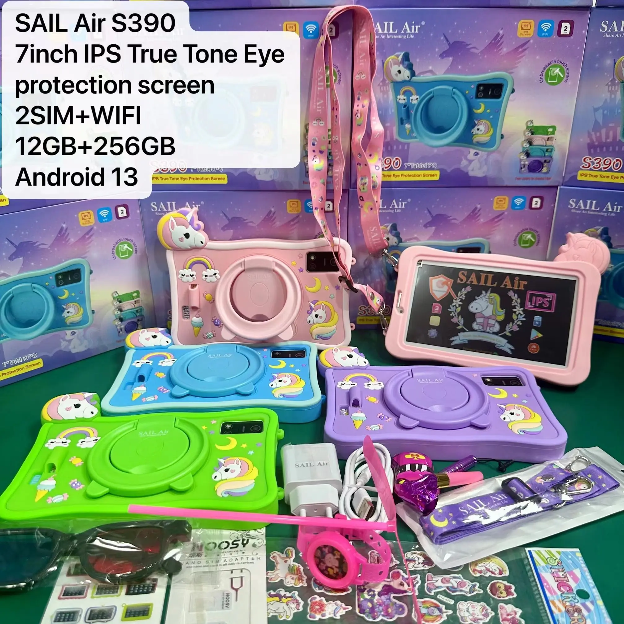 Children's 256GB Tablet Eye Protection Support WiFi 2SIM Android 13 Kids Tablet Early Education Machine