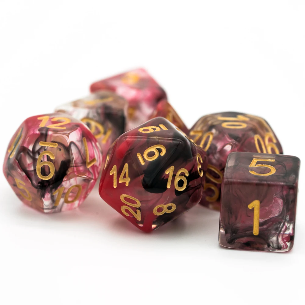 Cusdie d & d Rauch würfel Dungeons und Drachen 7 polyed rische Würfel Set d4 d6 d8 d10 d % d12 d20 für Rollenspiele Brettspiele