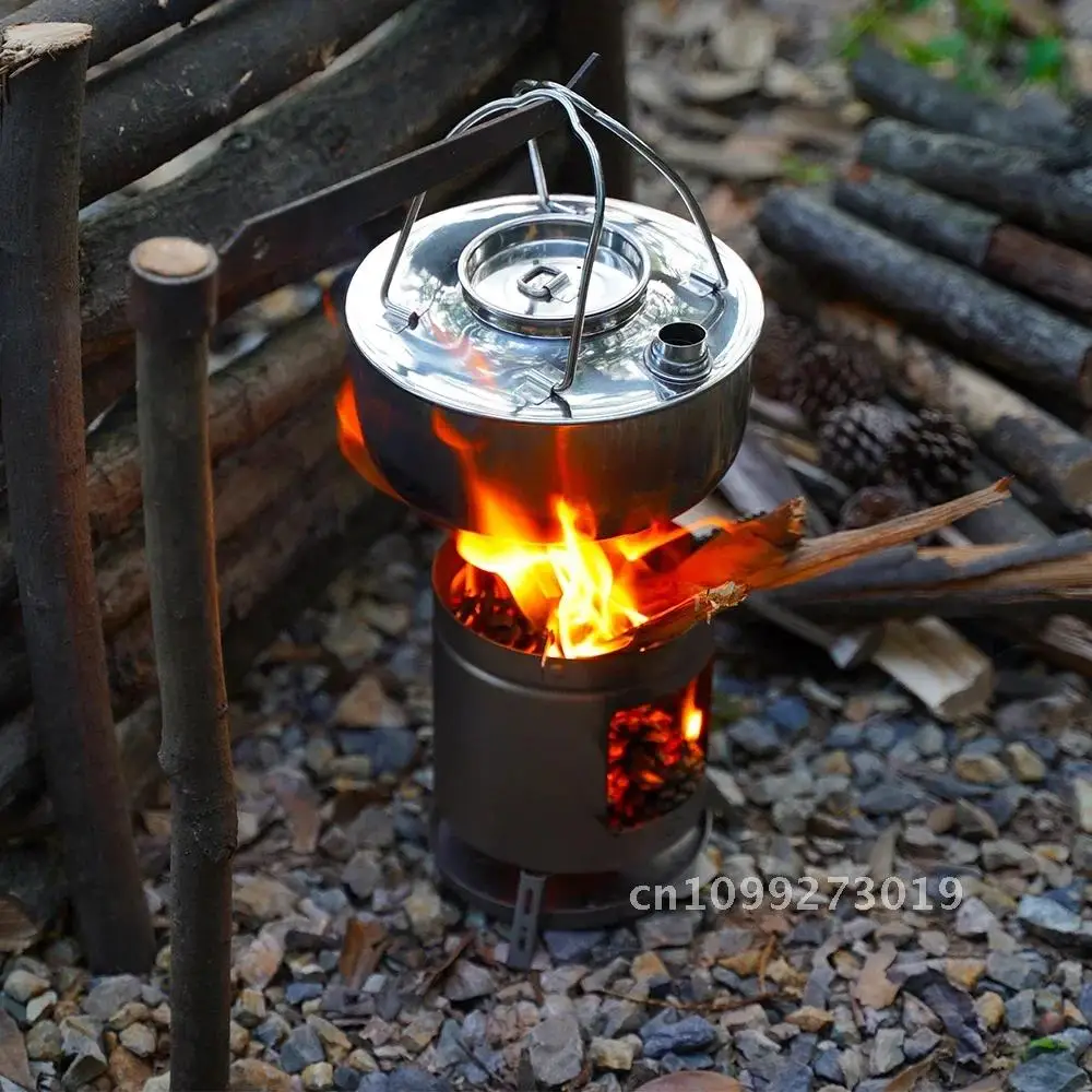 

Widesea Camping Outdoor 1.7L SS304 Stainless Kettle Short Travel Cooking Coffee Cookware Steel Essentials Portable Design Hole