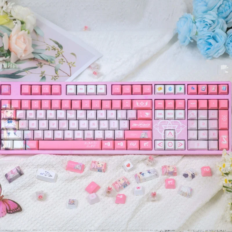 New Blue Archive Mika Themed Keycaps 120key Pbt Thermal Sublimation Mechanical Keyboard Anime Game Cartoon Collect Gifts Keycaps