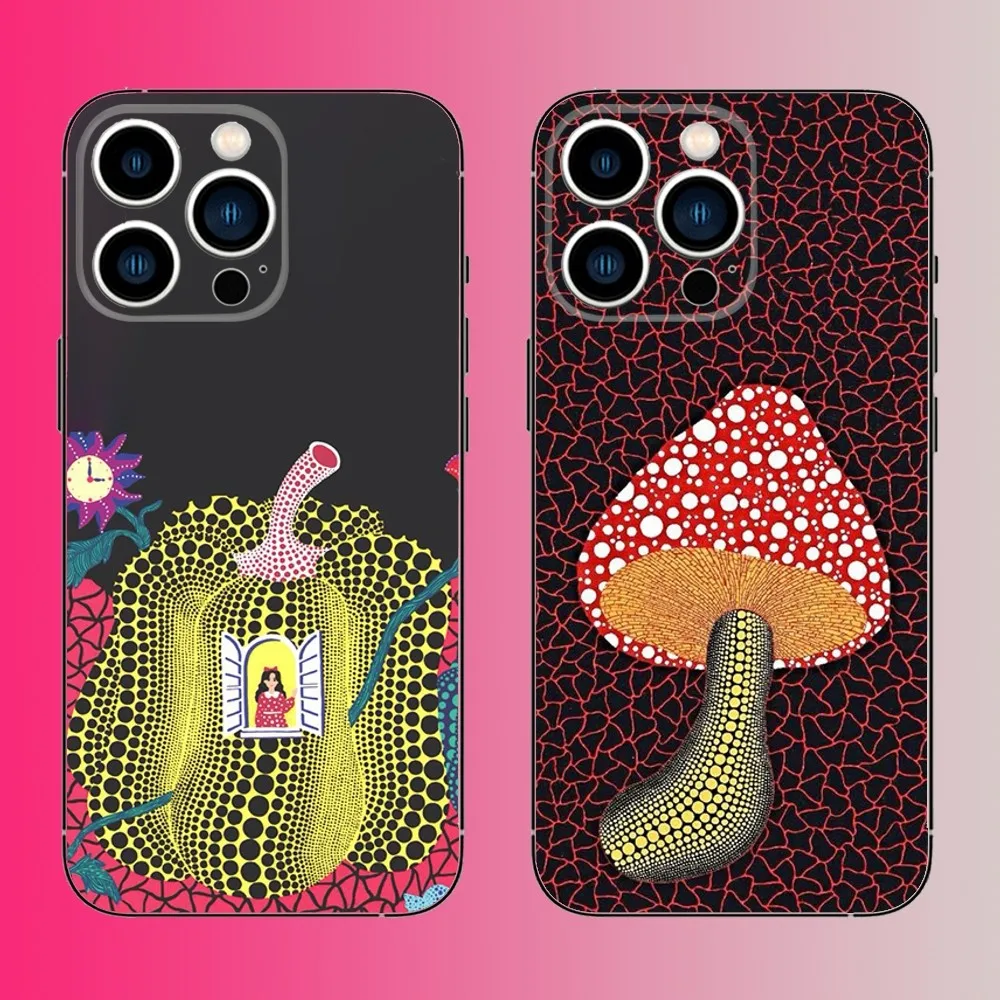 Y-Yayoi K-Kusama Pumpkin Art Phone Case For iPhone 16,15,14,13,12,11,Pro,Max,Plus,Mini,X,XS,XR,8,7,6,S,SE Soft Black Case