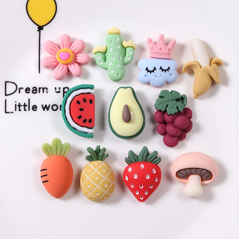 

20 Pcs New Cute Mini Cartoon Strawberry, Avocado, Flower Resin Cabochons Scrapbook Diy Jewellery Decor Crafts Accessories