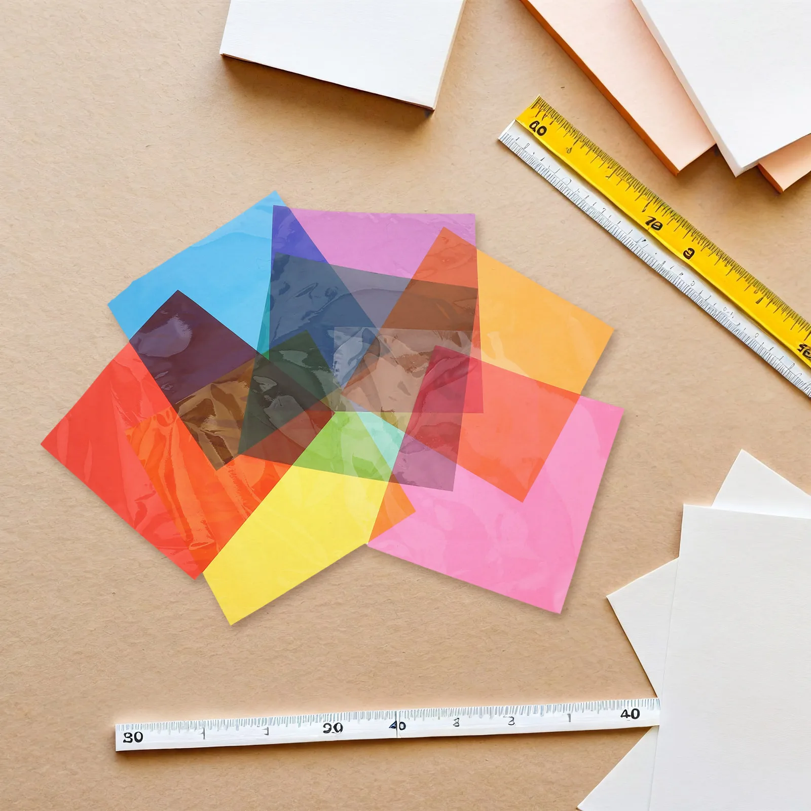 90 قطعة من صفائح السيلوفان الملونة للحرف اليدوية متعددة الاستخدام ضوء منتشر لتقوم بها بنفسك ورق التغليف الزخرفية الحرفية السيلوفان #3