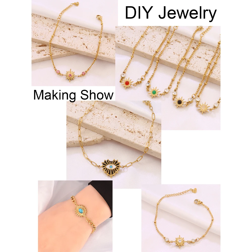 3 قطعة الفولاذ المقاوم للصدأ ربط سلسلة سوار قاعدة DIY بها بنفسك صنع المجوهرات النتائج 18K مطلية بالذهب أساور مجوهرات اكسسوارات #5