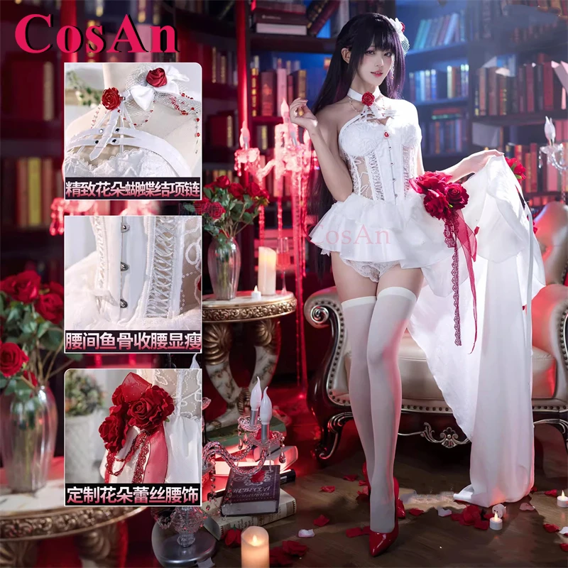 

CosAn Game NIKKE Mihara Cosplay Costumes Fetter Chains Sweet Elegant White Formal Dress Halloween Party Role Play Clothing New