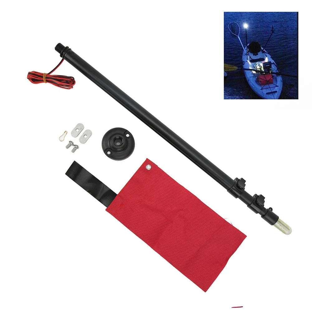 

For Canoe Aluminum Flagpole Outdoor Black Foldable Flagpole Telescopic Flag Pole Aluminum Alloy Flagpole Complete Kit