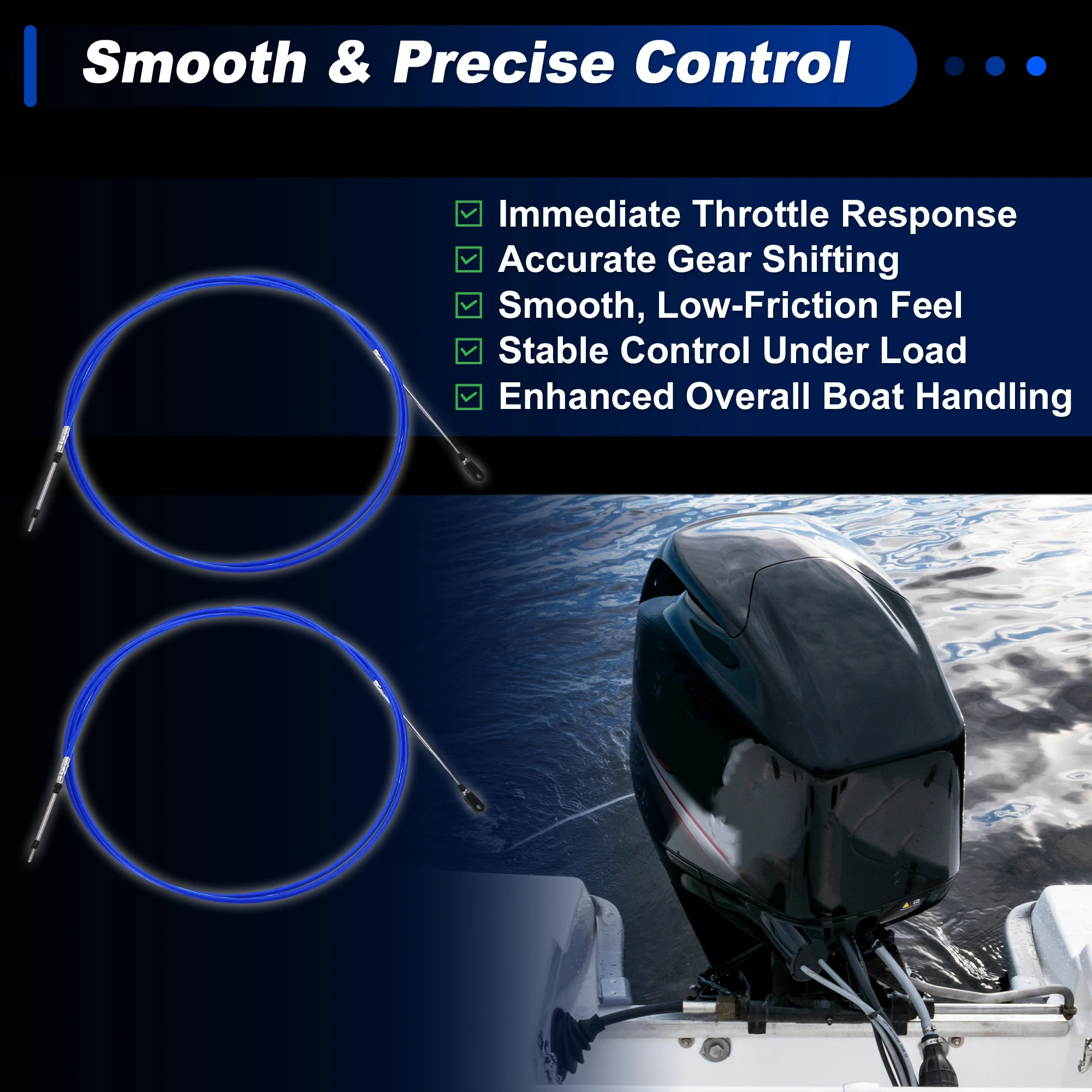 UXCELL 2 Pcs 12 14 15 ft Boat Throttle Shift Control Cable Marine Outboard Remote Cable for Yamaha Replace Blue Red Black