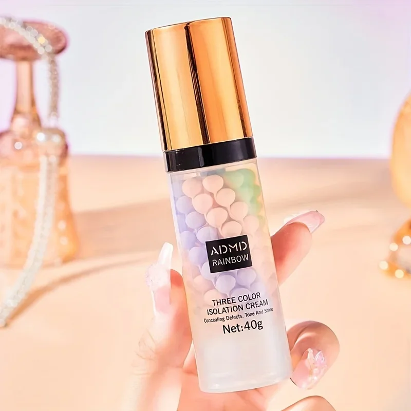 Krem do makijażu podkreślający kontury, izolujący kolory, wodoodporny, naturalny podkład, baza pod makijaż, krem 40g, primer do makijażu twarzy, krem trójkolorowy.