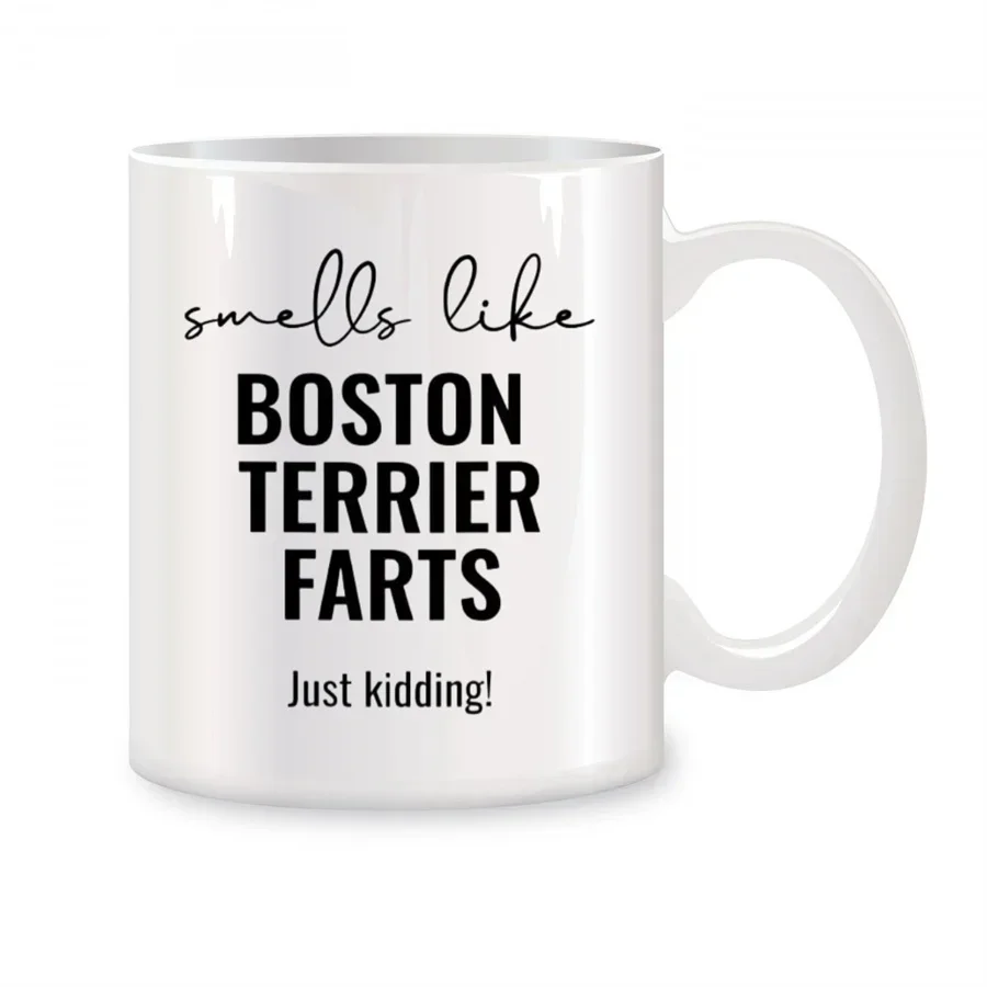 Boston Terrier Farts Gifts Mugs For Men Women Birthday Gifts Novelty Coffee Ceramic Tea Cups White 11 oz mug