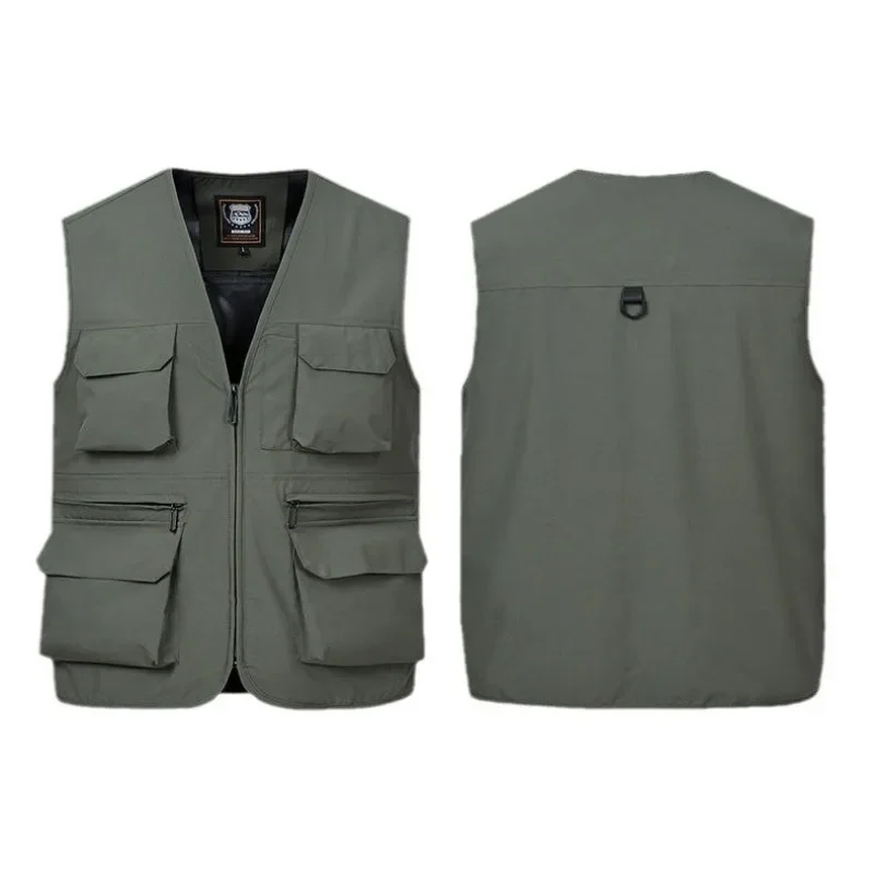 Embroidered Vest Work Pockets Waterproof Plus Size Outerwear Sleeveless Jacket Men Padded Luxury Custom Made Multi Pocket MAN