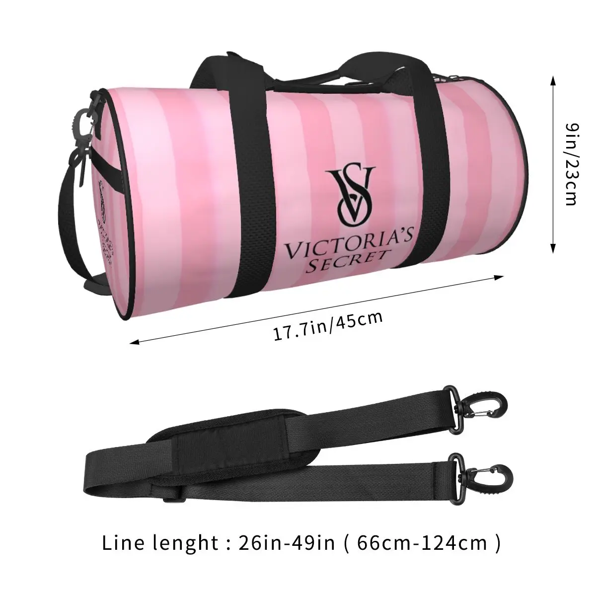 Pink-Victoria-S-Love-Secret-Style Women Men Round Large Capacity Travel Duffel Bag Carry On Luggage Bag Men Tote