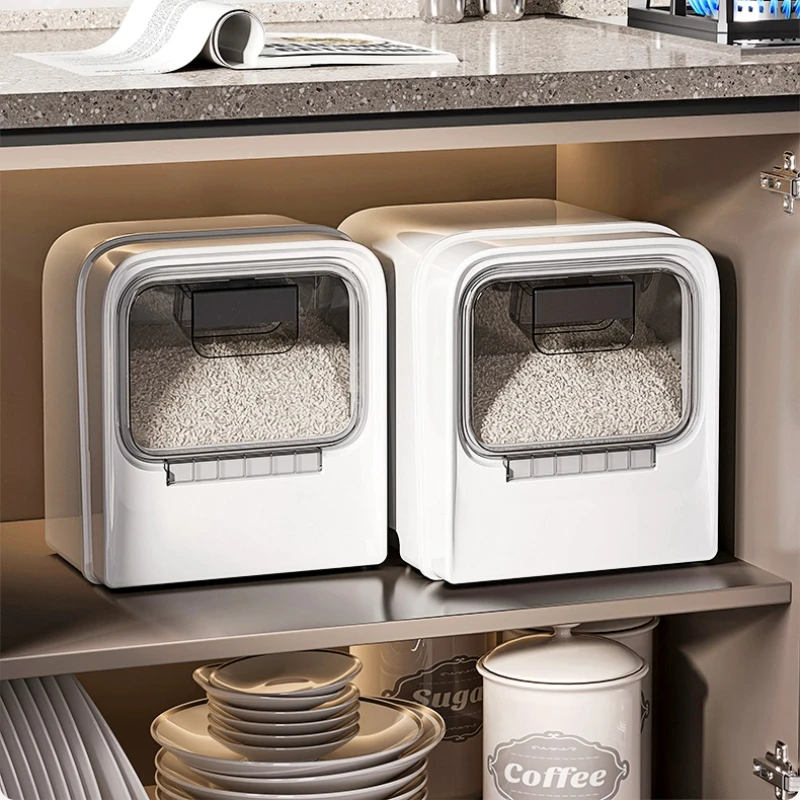 ‌Premium Square Rice Container, 20L Airtight Food Storage Jar, BPA-Free Moisture Proof Dispenser, Kitchen Pantry Organizer