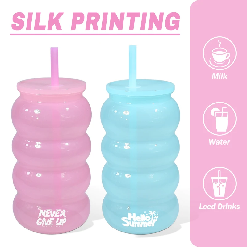 12 قطعة كوب بلاستيكي ملون بجدار واحد سعة 16 أونصة مع غطاء بلاستيكي وقش للفينيل UV DTF Hu