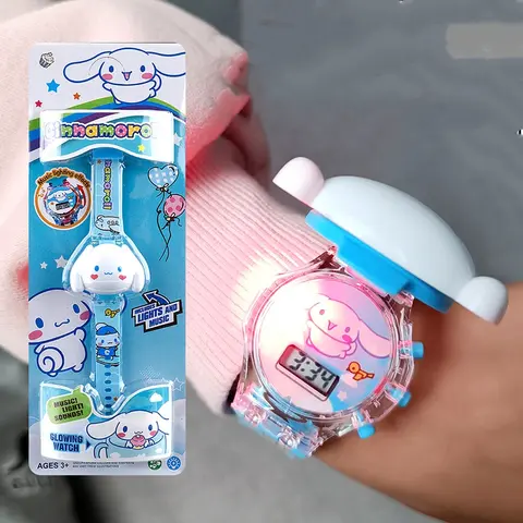 Sanrio Kuromi My Melody Kawaii Lighting Music Flip Watch Lysande Elektronleksaker Kreativa Smycken En Födelsedagspresent till Flicka Pojke 12 best sales Hello Kitty smartklocka för barn - №7