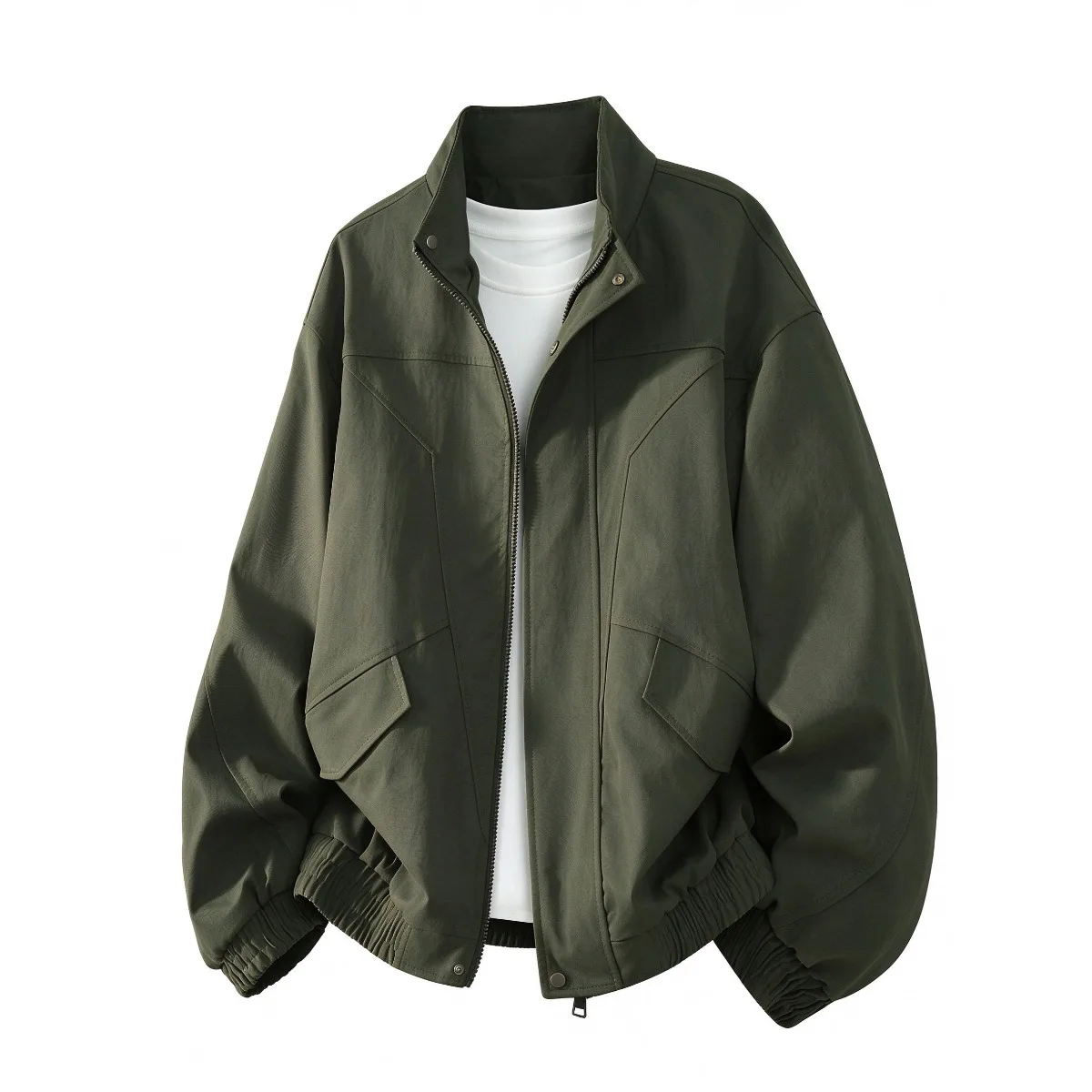 Fall 2026 Men's Loose Fit American Style Collared Jacket Vintage Casual Outerwear Anti-Wrinkle Durable Polyester Blend