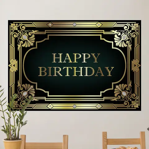 위대한 개츠비 골드 반짝이 배경, 생일 축하 테마, 파티 장식 용품, 그림 사진 촬영용 배경