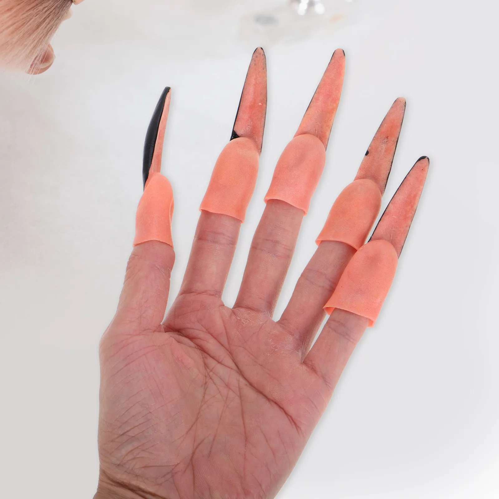 

11pcs Fake Nose Makeup Props Witch Fingernails Halloween Party Decor Zombie Nail Covers Masquerade Role Play Novelty