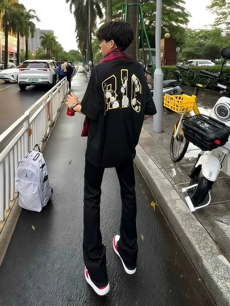 

Bla Slim Fit Straight Leg Jeans Men Summer Thin Vibe Bell Bot American High Street Long Leg Lengthening Pants