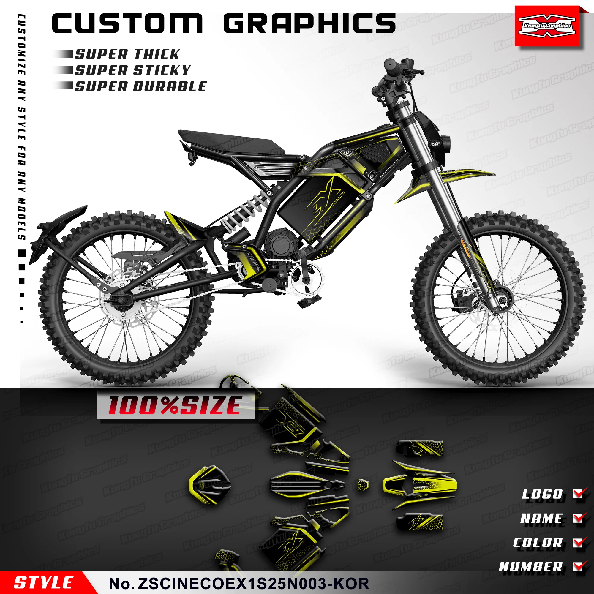 

Наклейки KUNGFU GRAPHICS для мотоциклов CINECO EX1-S EX1-RPO, самоклеящиеся декоративные наклейки, ZSCINECOEX1S25N003-KOR
