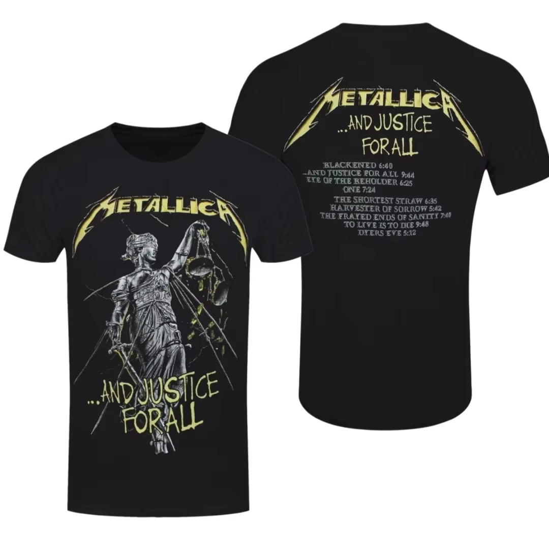 2026 Metallica T-shirt and Justice for All Tracks Black Mens Tee Casual Street Classic Band T-shirt
