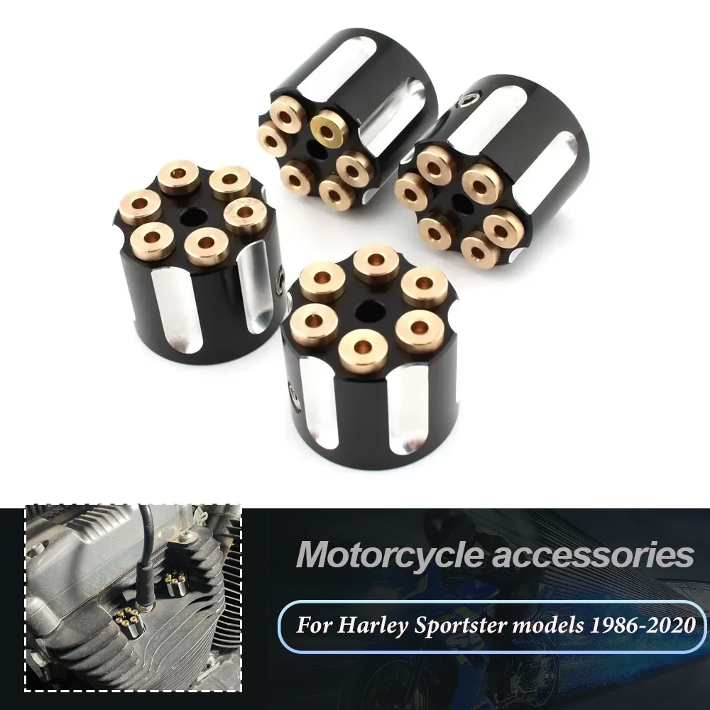 

4Pcs Motorcycle Rear Engine Cover Bolts Spark Plug Nut Head Cap For Harley Sportster Softail Dyna Twin Cam XL 883 1200 48 72