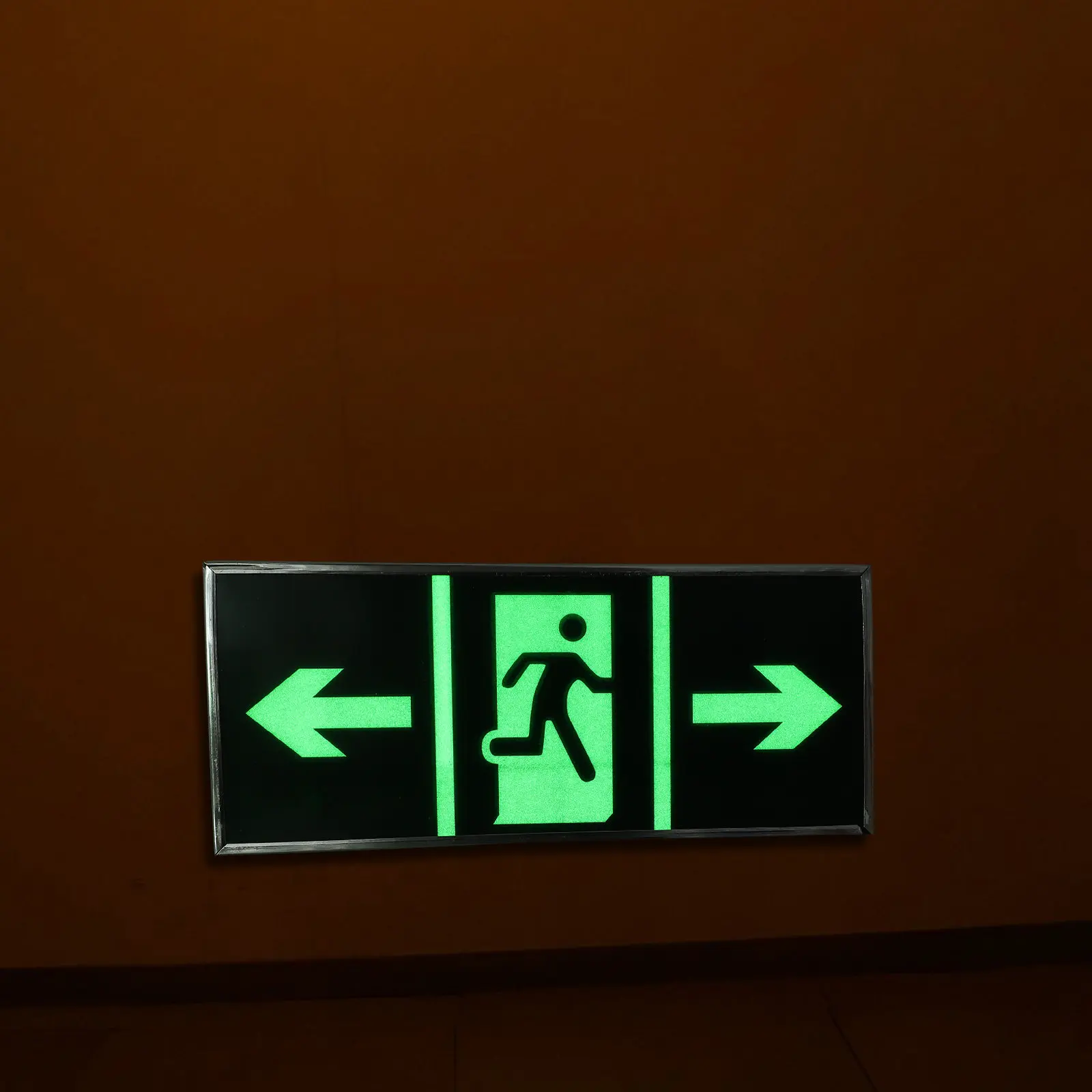 2Pcs Luminous Exit Sign Acrylic Emergency Exit Indicator Wall Sticker Safety Evacuation Guide Glow Non Power Save