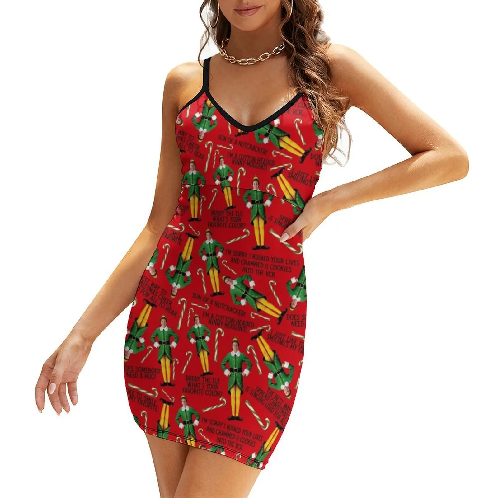 

Buddy the Elf Print Sling Dress evening dress ladies evening dress women clothes for women women elegant luxury
