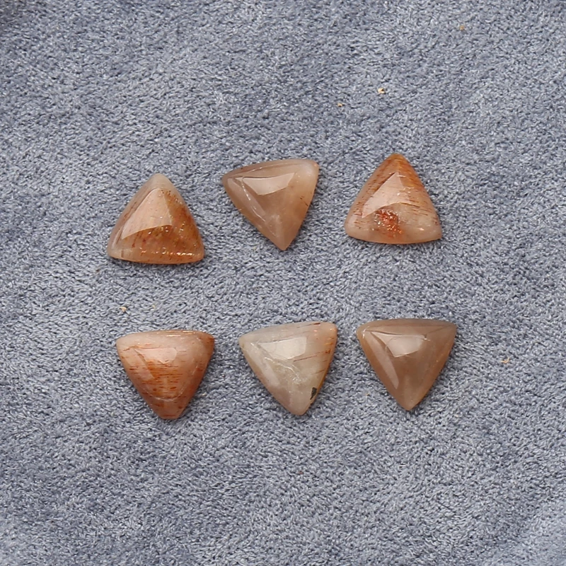 

6PCS Sunstone Triangular Cabochon Peach-Red Speckled Earring Pendant Blank Components for Jewelry Making 10x4mm-2.5g
