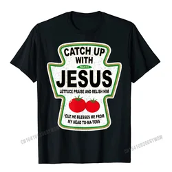 T-shirt en coton grunge chrétien pour hommes, rattrapez Jésus, haut Ketchup, t-shirts drôles, Harajuku, cadeau décontracté