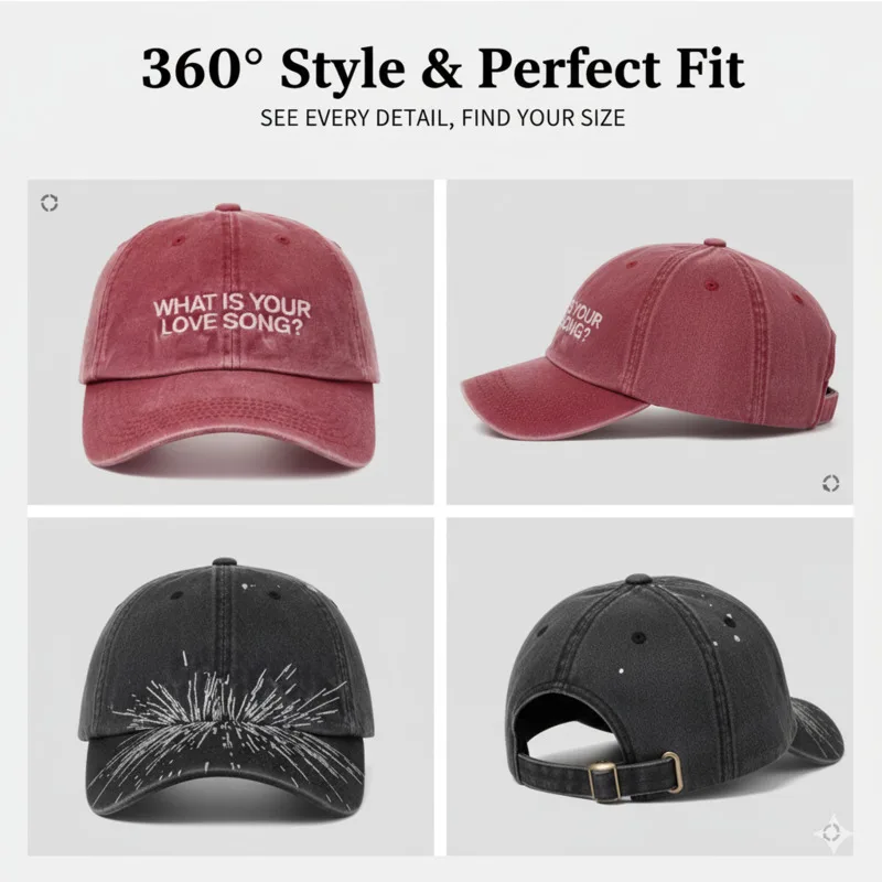 

Korean Style Letter Print Hat Y2K Embroidery Baseball Cap “What Is Your Love Song” Concert Hat Trend Streetwear Unisex Cap New