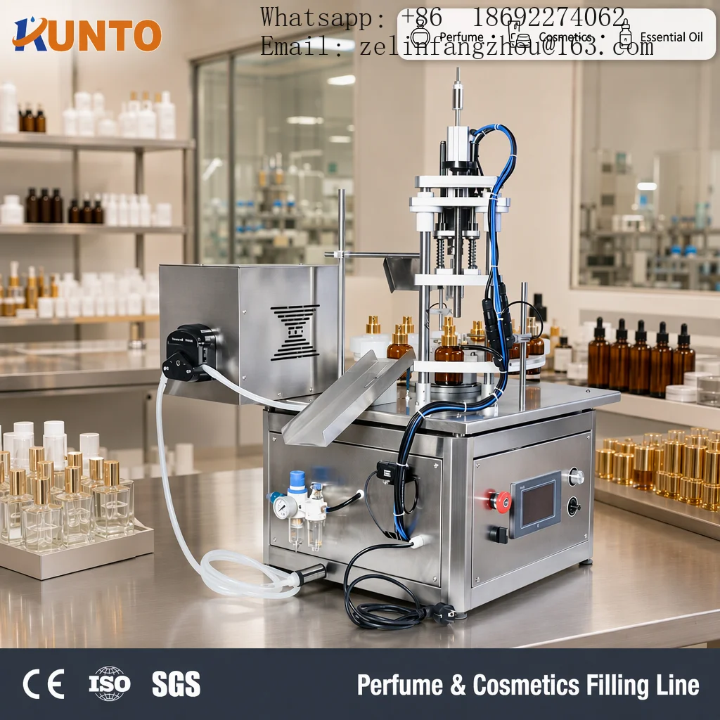 Automatic Peristaltic Pump Liquid Filling Capping Machine 3000BPH 1% Accuracy Perfume Cosmetic Bottle CE Certified