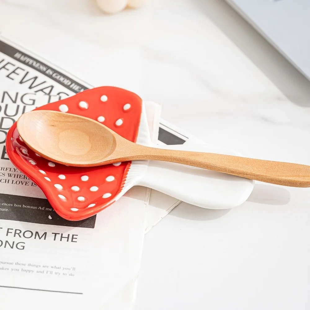 Ceramic Mushroom Spoon Holder Easy To Clean Heat-Resistant Soup Spoon Holder Multi-purpose Chopstick Rest Holder Restaurant Use