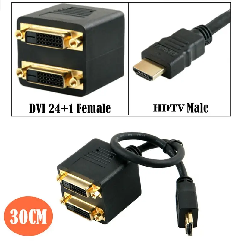 

HDMI Compatible To DVI Y-Line Twin Line HDMI Compatible Male To Two DVI 24+1 Female High-Definition Video Cables