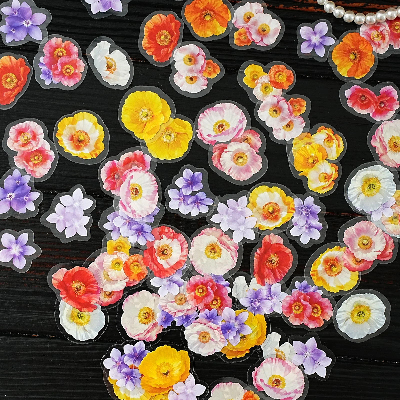 Etori Life Scorching Sunlight Aquarell Mohn Hortensie Aufkleber 50 Stück Journal Notebook Dekoration Blumenaufkleber für Laptop, Telefonaufkleber, Fotoalbum, handgemachtes Sammelalbum, Raumdekoration, Geschenkpapier, Geschenkpapier, Bäckversiegelung, Spielzeugaufkleber, Geschenk für Freunde