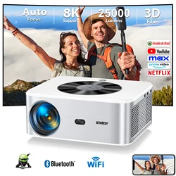 XWBSY Projetor AutoFocus 25000Lumens 800ANSI Projetor Bluetooth Vídeo Home Theater Auto Keystone Android 4k Projetor Beamer