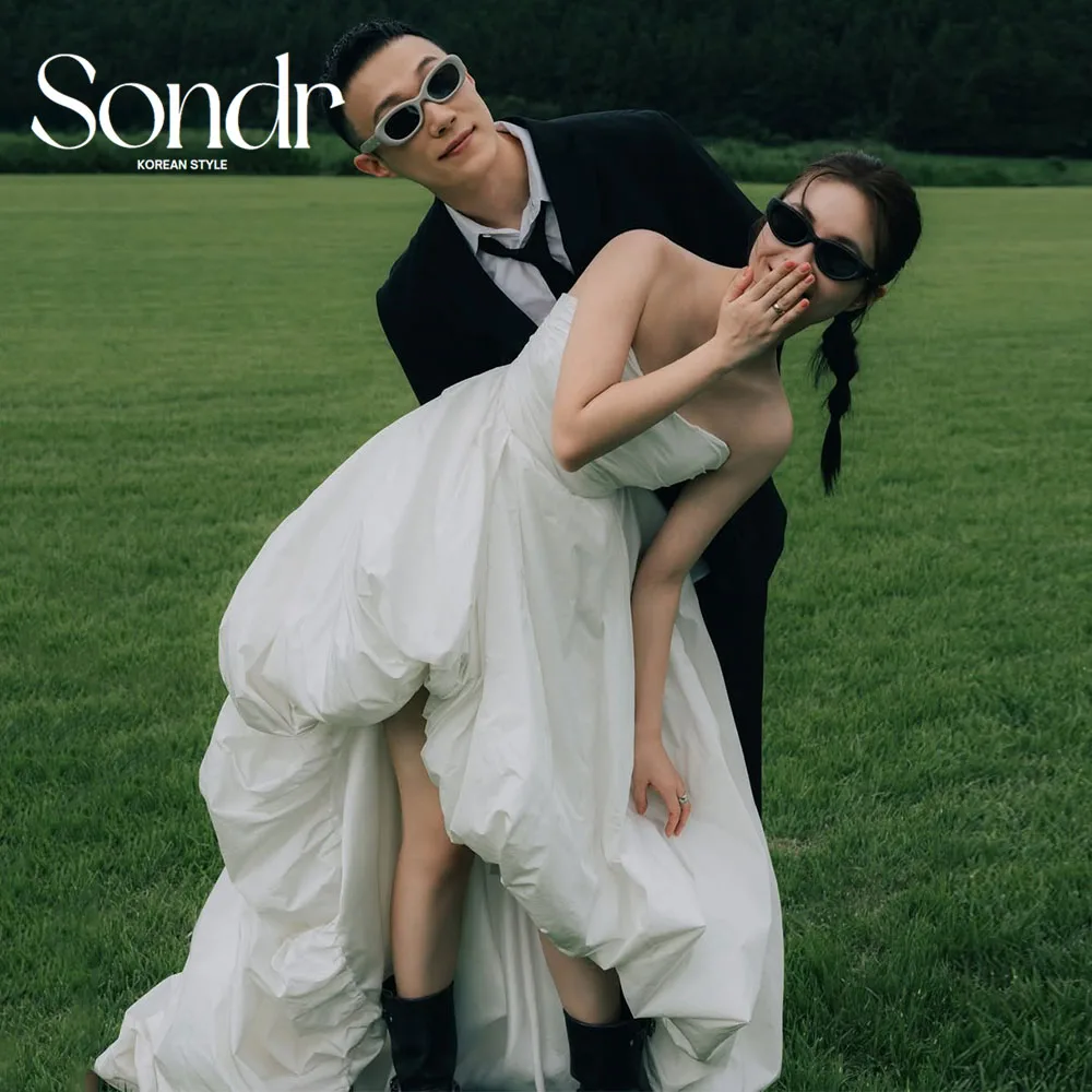 Sondr Taffeta Korean Wedding Dresses Photo Shoot Sweetheart A Line Japanese Wedding Party Gown for Bride Corset Customized